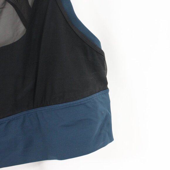 Lululemon High Neck Black Mesh Medium Support Women's Size 8 Blue Sports Bra - Picture 2 of 5